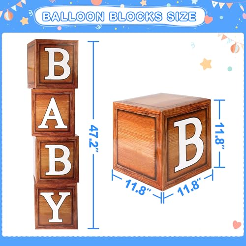 Image of Party Spot!Bear Baby Shower Decorations Boy,80 pcs Balloons,4 Wood Grain Blocks with Letter, inchWe can bearly wait inch Backdrop,Banner,Tablecloth,Balloon Pump, Blue Brown Bear Theme