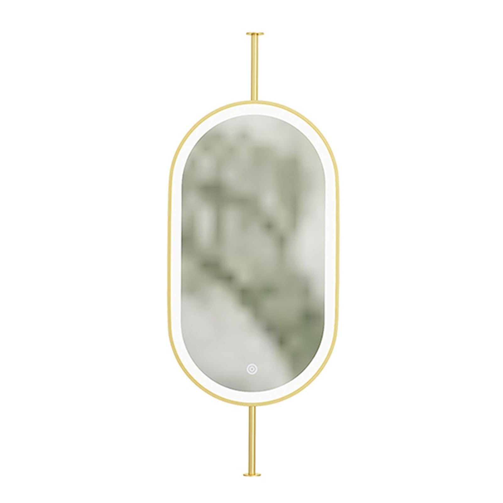 MESOVFCA Oval Hanging LED Illuminated Bathroom Mirror, Suspended Makeup and Shaving with 3 Adjustable Colors, Suitable for Hotel Apartment Decor(Gold,50x100cm)