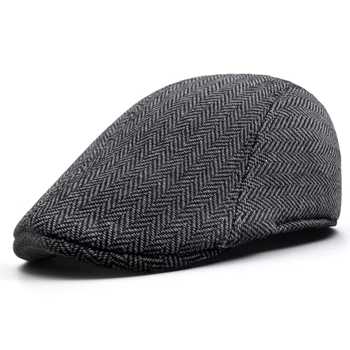 ZningEsxi Newsboy Cap Mens Flat Cap Retro Berets Hat Vintage Cabbie Duckbill Hats Tweed Driving Caps for Driving Hunting Hiking Sports Outdoor - Grey