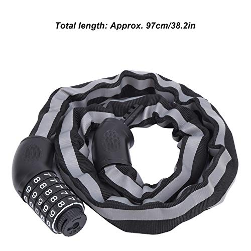 Number code combination lock antivol réfléchissant noir pour bicyclette - 2