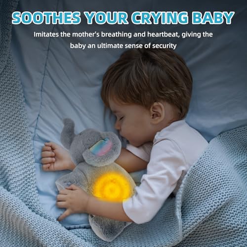 Breathing Stuffed Animal for Anxiety, Baby Soothers for Sleep, Elephant Stuffed with White Noise Pure Music for Anxiety Baby Sleep Aid Enhance 30Min Auto Off - Image 3