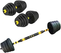 Kit Halteres de Anilhas e Barras Fitness 30kg (pronto para uso)