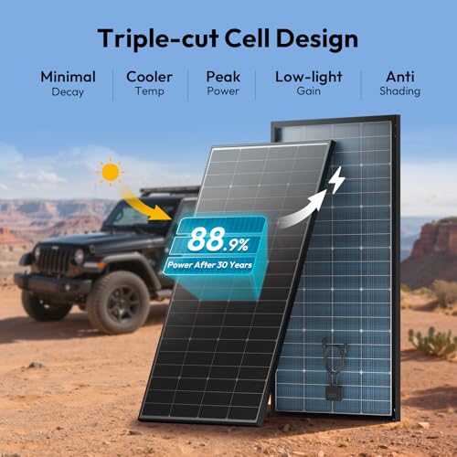 Image of JJN Bifacial 200 Watt Solar Panel, 16BB N-Type 200W 12V 25% High Efficiency 200W Solar Panels, Monocrystalline Solar Module for RV Home Farm Trailer Camper Marine Off-Grid Solar System