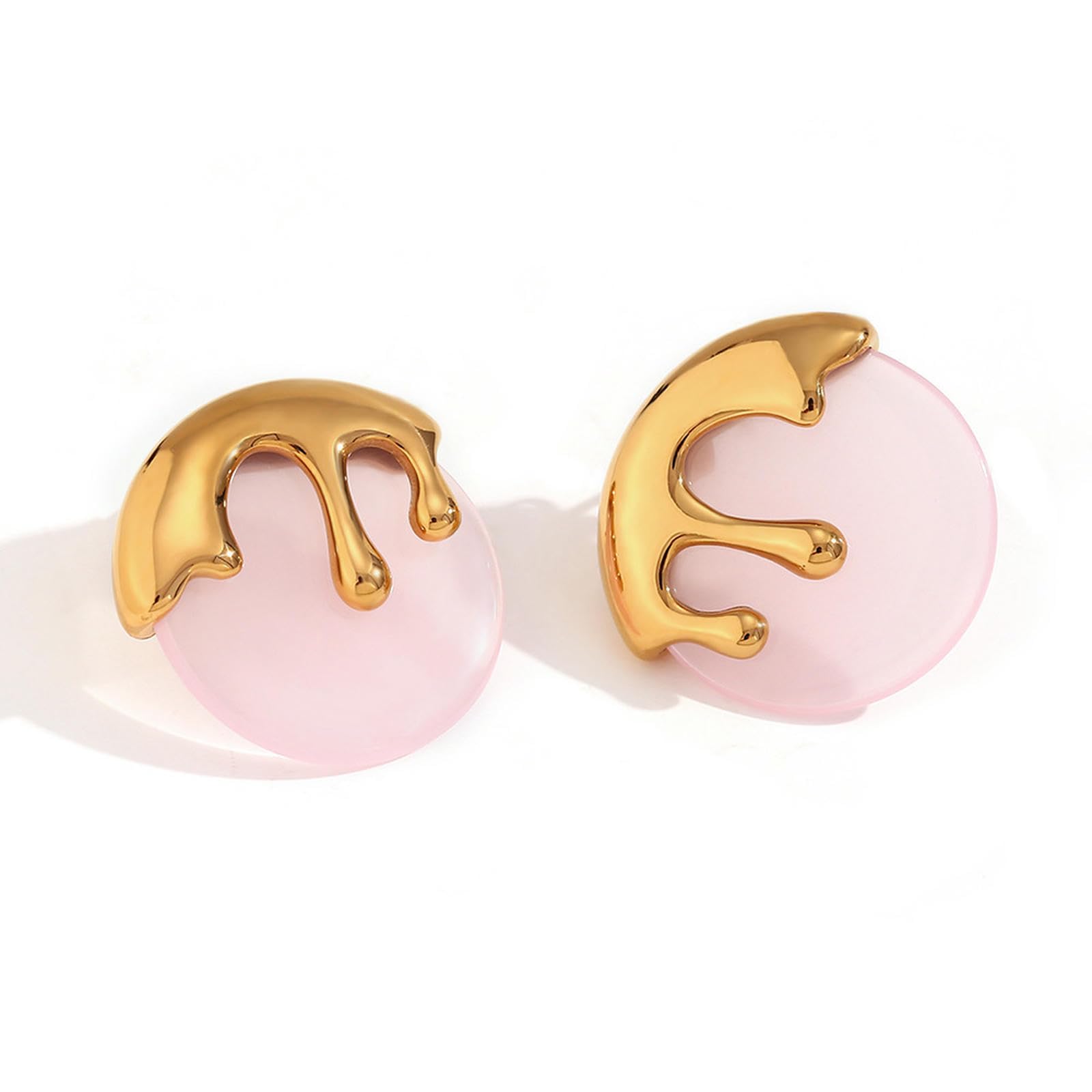WBDWWTD Französische Vintage-Ohrstecker für Damen, 18 Karat vergoldeter Edelstahl, Wirbelstreifen, polierte Ohrringe, Geschenk