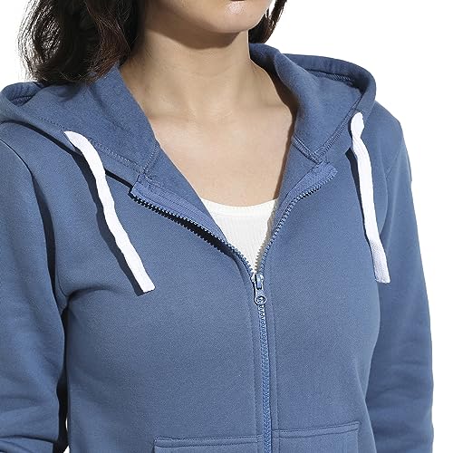 Image of PINACOLADA Women's Zip-Front Hoodie with Angled Open Pockets for Casual Wear | Hooded Neck | Long Sleeve | Zipper Closure | Cotton Sweatshirt Crafted with Comfort Fit for Everyday Wear