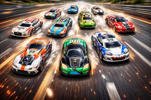 Image of Metal Car Pull Back Race Car Set - 10 Pcs Combo | Hot Wheels Set Style Sports Pack | Pull Back Race Cars & Police Cars | Die-Cast RC Look | Birthday Gifts for Kids (3+ Years)