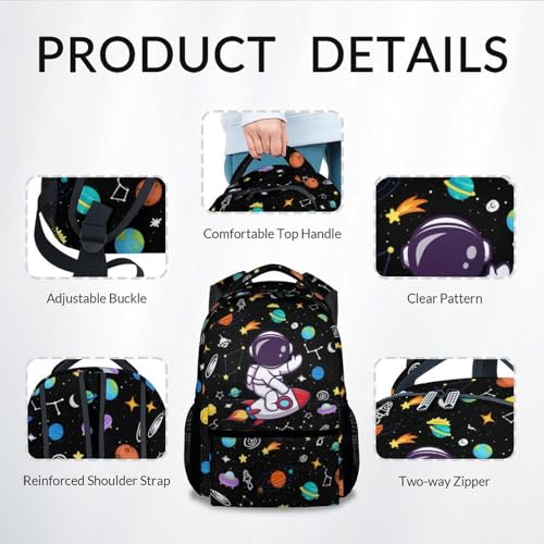 Kids Backpack Boys, 17 Inch Universe Backpacks for Kids, Bookbag for Elementary Middle School, Large Capacity Cute School Bag Features Adjustable Straps4