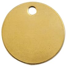 C.H. Hanson 1078B Brass Tags, 18 Gauge, 1" Diameter, 3/16 in Hole, Round Pack of 100, Model 337-1078B