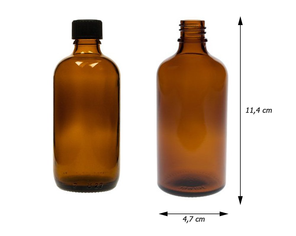 Vitrea 100 x 100 ml Tropfflasche Glasflaschen mit Tropfeinsatz | Farbe Braunglas | Füllmenge: 100 ml | Apothekerflasche | Dosierung von Flüssigkeiten E-Liquids (100 Stück)