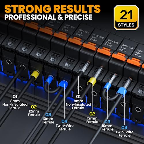 SOMELINE Crimping Tools Set with 21 Types of Ferrules - Hexagonal Ferrule Pliers 0.25-10mm²(AWG 24-8) I Electricians Tools, Crimper, Crimping Pliers, Wire Crimping Tool, Crimping Tool