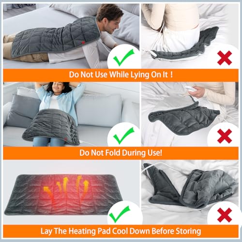 Image of Comfytemp Weighted Large Heating Pad 17 inchx33 inch for Back & Period, FSA Eligible Far Infrared Electric Heat Pad, Fathers Day Gift for Dad Men, HSA King Size Heated Pad with Evenly Filling Ceramic Bead