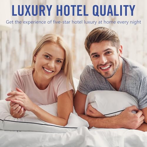 Image of Vorouhals Hotel Collection Bed Pillows for Sleeping 4 Pack Queen Size Cooling Pillows Set of 4 for Back, Stomach or Side Sleepers, Super Soft Down Alternative Microfiber Filled Pillows