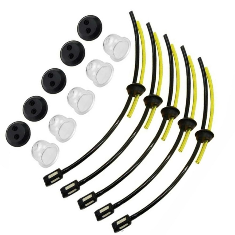 Kit de tubos con ojal y cebador que evitan fugas en cortasetos y motosierras