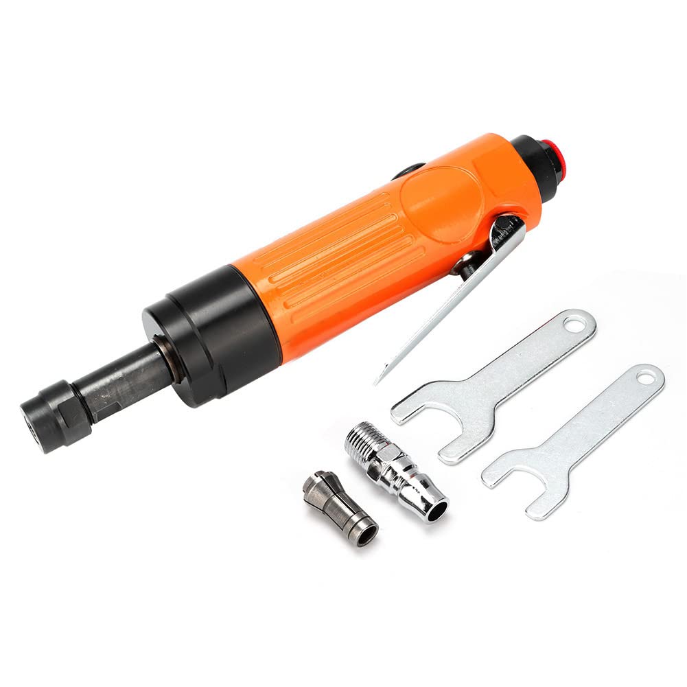 1/4in Pneumatic Grinder, Straight Shank Grinding Polishing Machine, Air Die Grinder Power Tool with 3mm and 6mm Chuck, Lightweight Ergonomic Design for Mold, Hardware, Glass, Stone