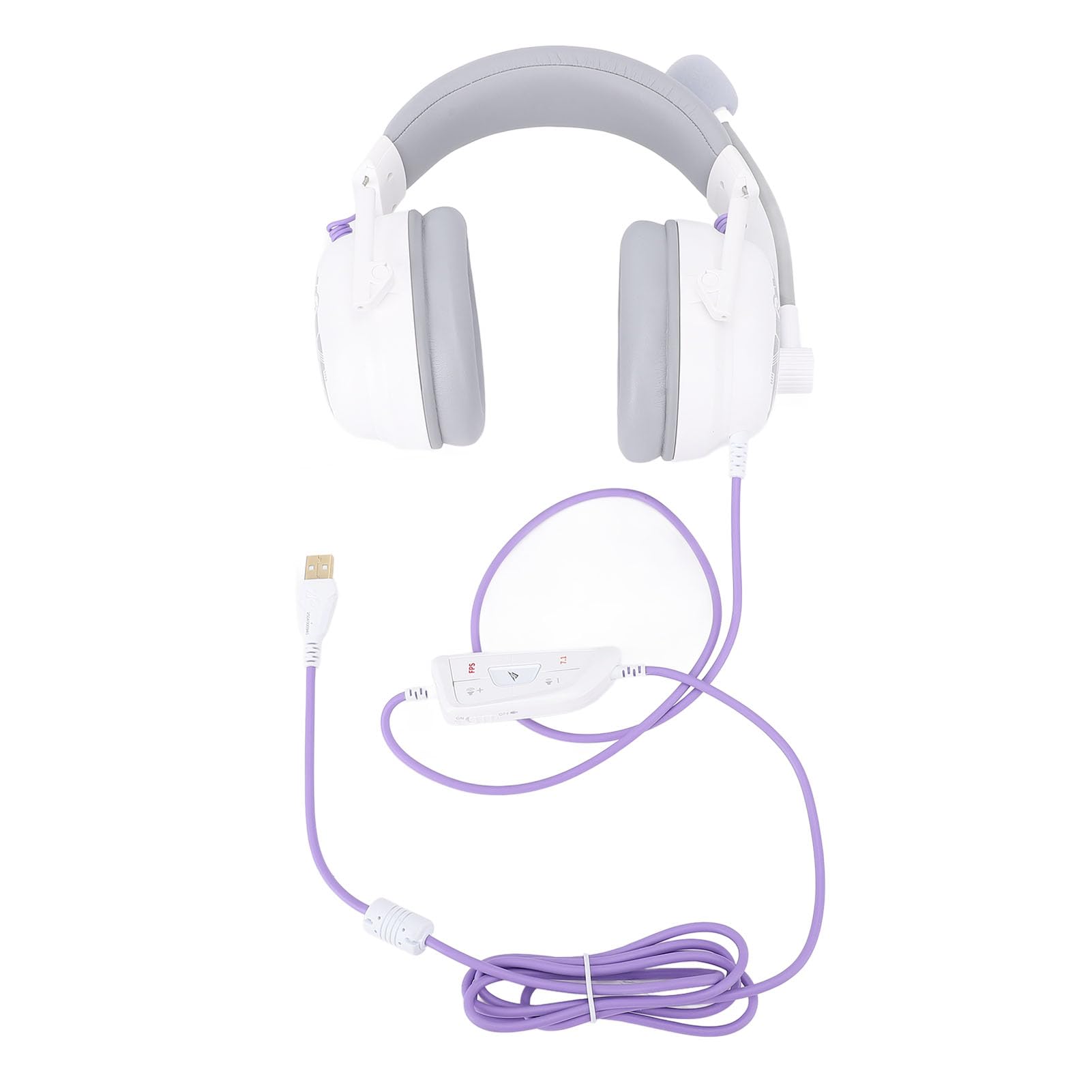 Generic Przewodowy Zestaw Słuchawkowy do Gier USB Lekki Dźwięk Przestrzenny HiFi 7.1 z Mikrofonem z redukcją Szumów dla Graczy ABS/PC (WHITE)