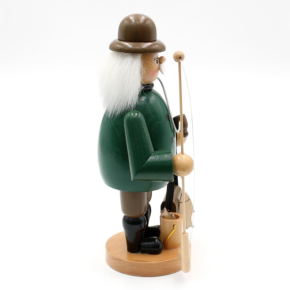 Dekohelden24 Holz Räuchermann als Angler, L/B/H 11,5 x 11 x 20 cm