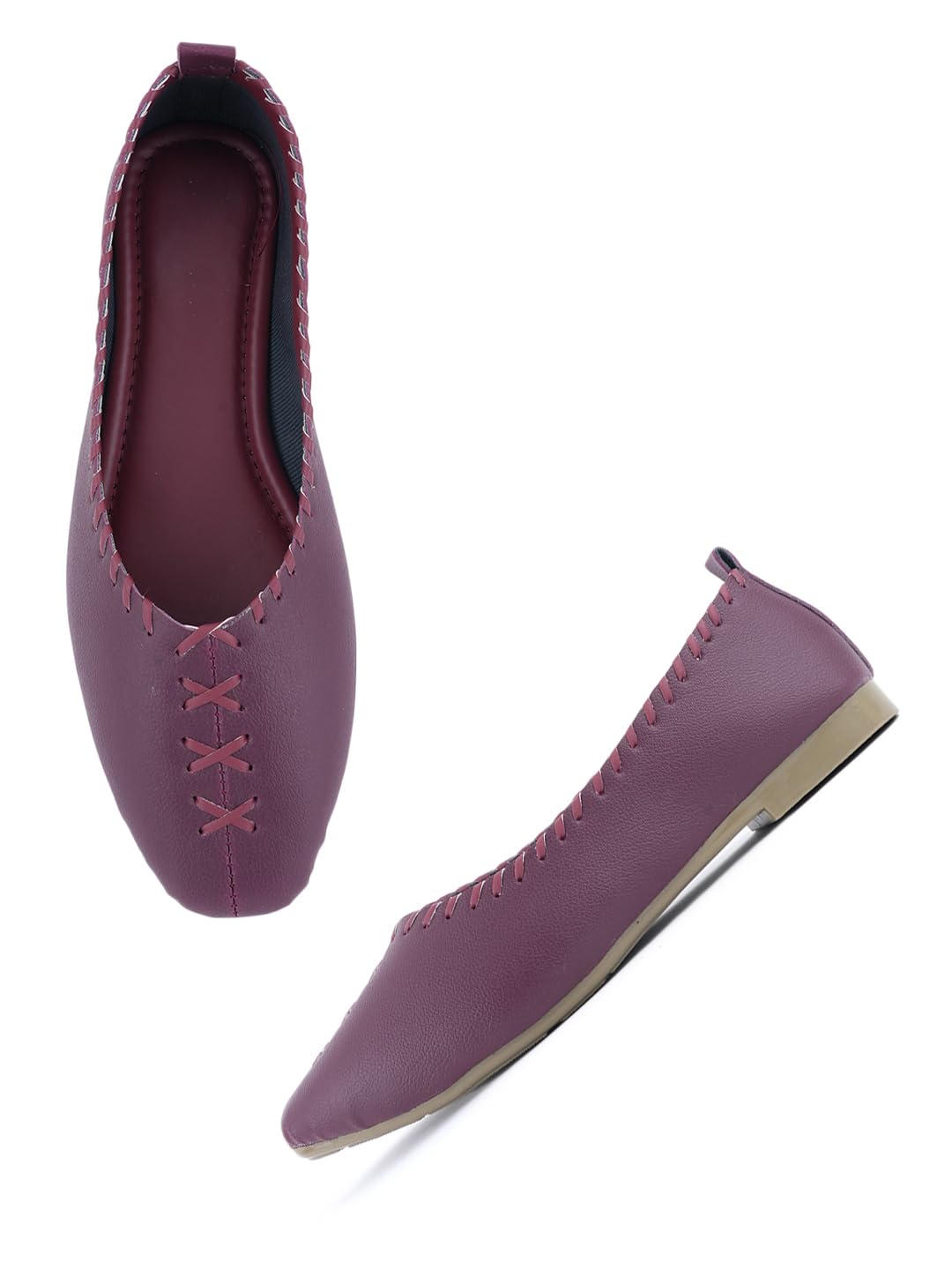 Women Ballerinas, Maroon, PU, Casual, Round Toe, Slip-On-image-19