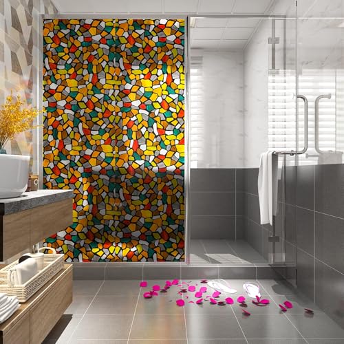 Image of WOO Home Frosted Glass Window Film & Stickers (12 X 48 INCH) Privacy Window Cover for Home & Office - Easy Apply, UV Protection, Removable Decorative Film (Colour 3D Stone Film | 1 X 4 SQFT)