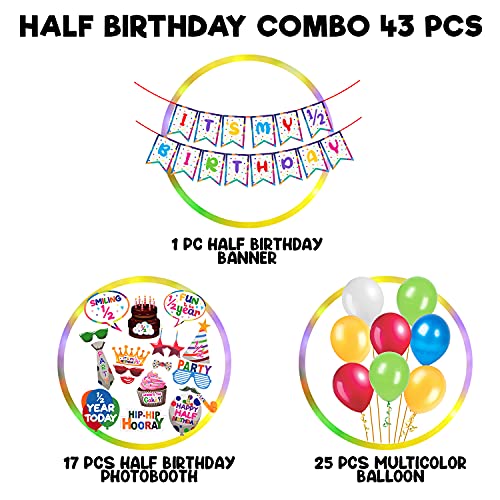 Image of Party Propz Half Birthday Decoration Combo - 43Pcs Items Set For Half Birthday Decoration For Baby Boy - 1 /2 Birthday Decorations For -6 Month Birthday Decoration- Half Way To One
