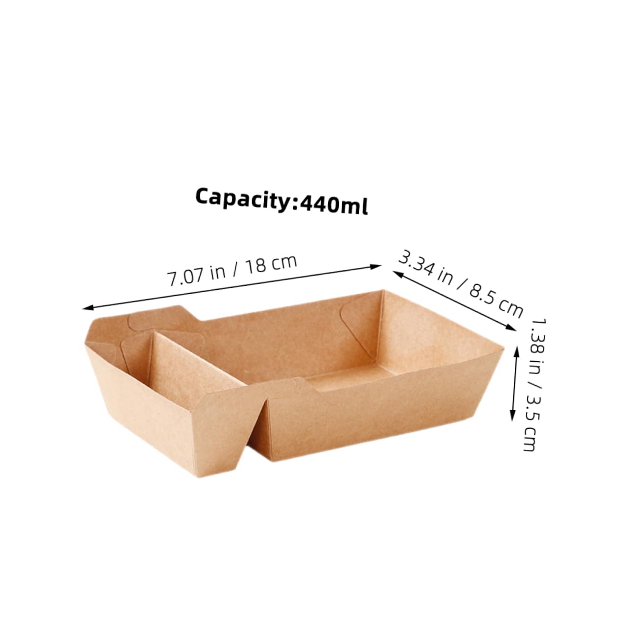 ULTECHNOVO 100 Cajas de Bocadillos para Fiesta de Papel Kraft Marrón Doble Compartimento y Capacidad de 440ml, Fáciles de Usar Alimentos y Dulces