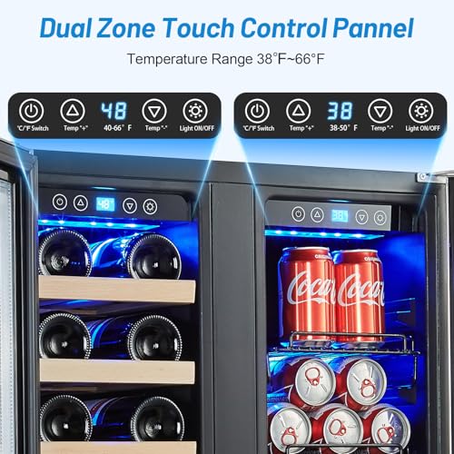 Image of Kalamera Wine and Beverage Refrigerator, 24 Inch Dual Zone Wine Cooler