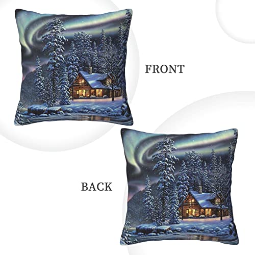 Housse de coussin en velours côtelé imprimé neige pour déco de canapé - 4