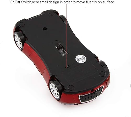 Miniatura 5 de Ratón inalámbrico de coche deportivo, ratón inalámbrico de computadora portátil de escritorio Ratones ópticos de 2.4 GHz para YFND (rojo)
