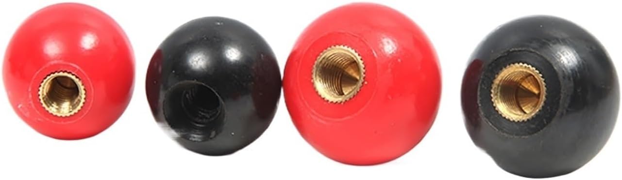 Round knob 2-50Pcs M4 M5 M6 M8 M10 M12 Black Red Copper Core Round Ball Knob Grip Handles(5x20 Red,50PCS)