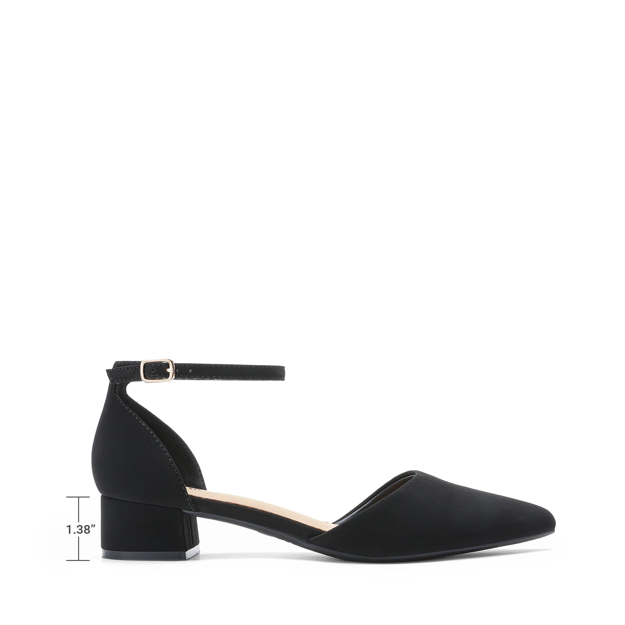 DREAM PAIRS Zapatos de Vestir para Mujer Tacones Bajos Bombas Punta Cerrada Comodidad D'Orsay Planos con Correa al Tobillo