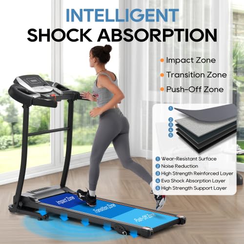 Image of Walking Pad Treadmill Quiet Foldable | 2.5HP 3-Level Incline 300LBS Capacity | Compact Design Small Spaces | Easy Storage Home Use Walking Jogging