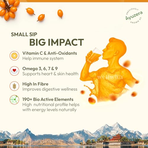 Image of Wellwith by Ayuzera Himalayan Sea Buckthorn Pulp 300ml (Without Container) | Cold-Pressed | Rich in Natural Vitamin C & Omega 3, 6, 7, 9 | Supports Immunity, Skin Glow & Gut Health