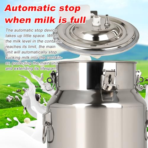 Electric Milking Machine with Pulsation Technology - 3L/5L/10L/14L Capacity Options & Auto Stop Function | Stainless Steel Container for Cows, Goats | Home & Farm Livestock Use , 10L,cow - Image 3