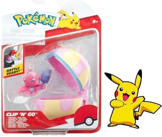 Pokemon Clip 'N' Go Tinkatink and Heal Ball, 2 inch Battle Figure with Bonus Sticker