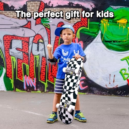 Image of Skateboards for Beginners Kids Boys Girls and Adults,31''x8'', 7-Layer Maple, Double Kick Concave, Fascinating Cool, Solid&Durable