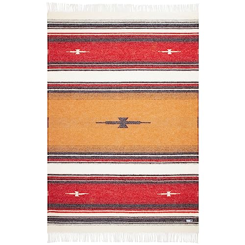 Steppenwolle® Wolldecke Patagonia (135x200 cm) Decke Boho aus 100% Schurwolle | Wolldecke für Kinder & Erwachsene | Bunte Decke in rot gelb schwarz | Fair produziert in der EU