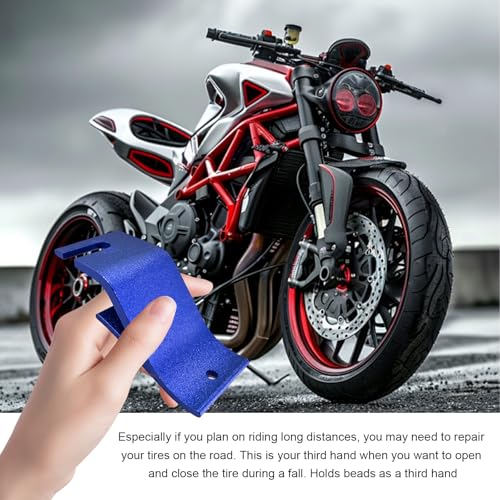Image of KVAEY Motorcycle Tire Bead Installation Holder Hook, Off-Road Tire Removal Install Assistance Tool, Universal Wheel Tire Changing Tool for Dirt Bike, Motorcycle Accessories (Blue)