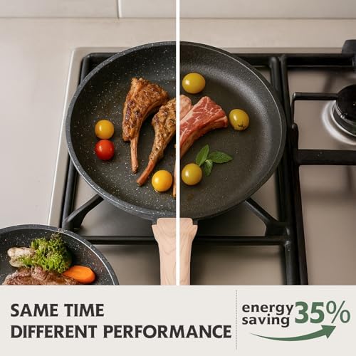 Roomena 8 inch Nonstick Frying Pan Skillet, Non Stick Granite Fry Pans, Omelette Pan, Egg Frying Pan with Heat-Resistant Handle, Requires Installation, PFOA Free Chef's Pan, Induction Compatible - 2