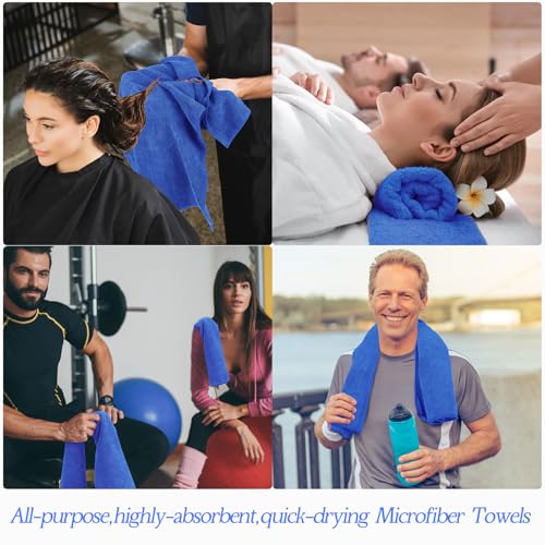 Image of Shimeyao 40 Pack Bleach Proof Towels Microfiber Absorbent Resistant Hair Hand Towels Bulk Quick Dry for Barber Gym Bath Spa Shaving (Blue,16 x 29 Inch)