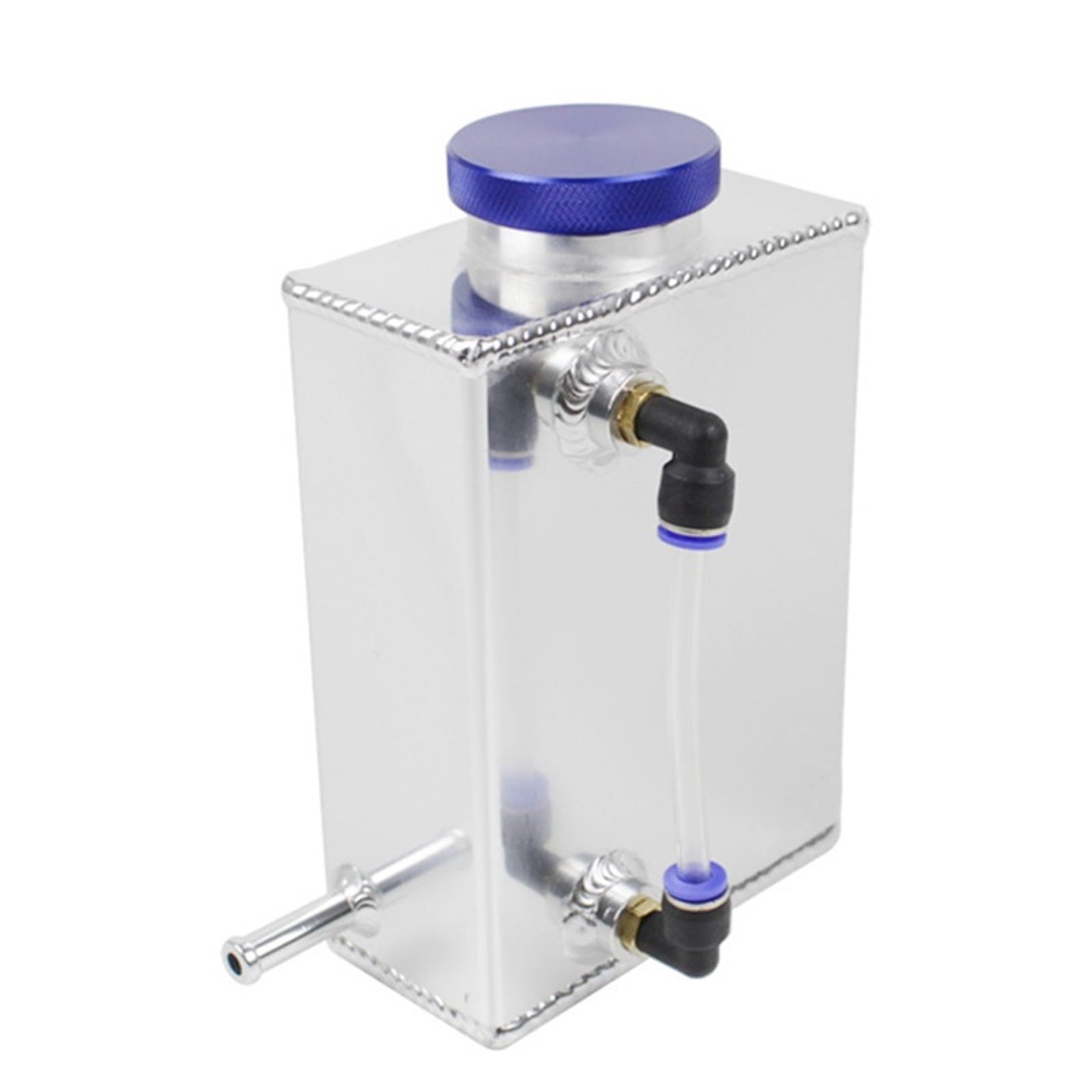 Universal de aceite de aluminio de 600 ml, cuadrado con tapón de drenaje. depósito de tanque de expansión(Blue)