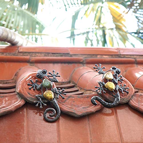 LIFFY 2pcs Metal Lizard Garden Wall Decor for Home and Outdoor Statues Fence Hanging Art Sculptures - Thumbnail 4