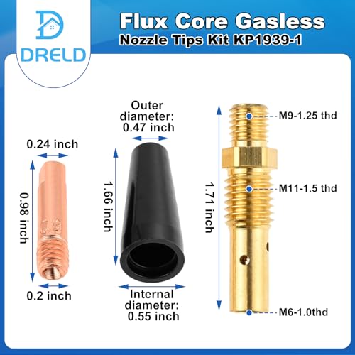 Kit de pontas de bocal sem gás com núcleo de fluxo de 48 peças KP1939-1, 0,035