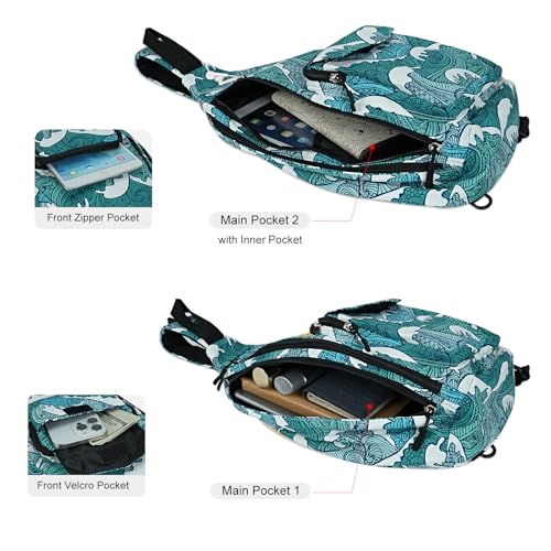 Duryarhall Sling Bag for Women Crossbody Chest Bag Convertible from Left to Right, Water Repellent Gym Backpack, Anit Theft, Tide Blue - image 5