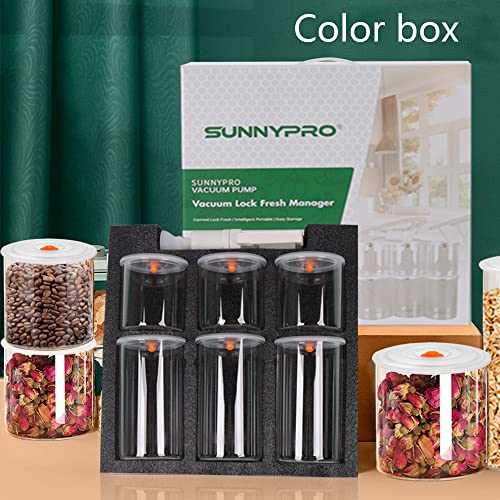 Sunnypro Vacuum Sealer Containers Glass With Lids Reusable Stackable Airtight Coffee Container Vacuum Containers For Food Storage Lasting Freshness 6 Pack #TOP7