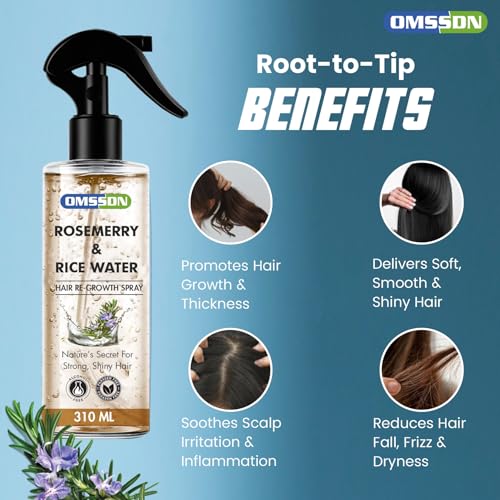 Image of Rosemary And Rice Water Hair Spray for Hair Growth and Hair Fall Control | Natural Hair Tonic for Strong, Shiny & Healthy Hair | Suitable for Men & Women- 310 ml
