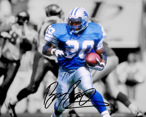Photo dédicacée de Barry Sanders Ikonic Fotohaus cadre mural prestige