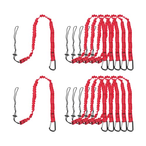Image of MECCANIXITY Retractable Tool Lanyard 3.6ft with Single Aluminum Buckle and Adjustable Loop End, Maximum Weight Limit 10KG / 22lb, Safety Fall Protection Tools Leash, Red 12 Pack