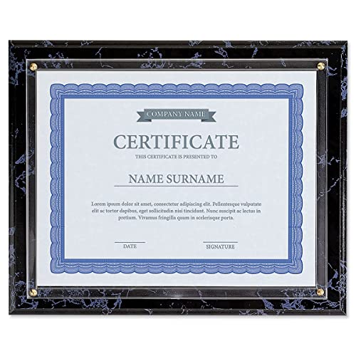 Fine Stationery Black Marble Award Plaque - Slide-In 8.5X11 Certificate Or Diploma, Wall Frame #TOP8