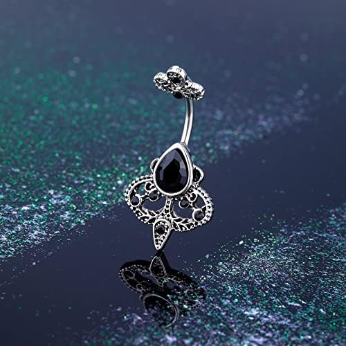 COCHARM 14g Black Belly Button Rings Goth Belly Rings for