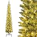 COSTWAY Albero di Natale Slim da 150/180/210 CM, Albero di Natale Artificiale con 150/180/200 Luci LED Bianche Calde, 296/390/499 Punte di Ramo e Supporto Pieghevole in Metallo (180 cm)