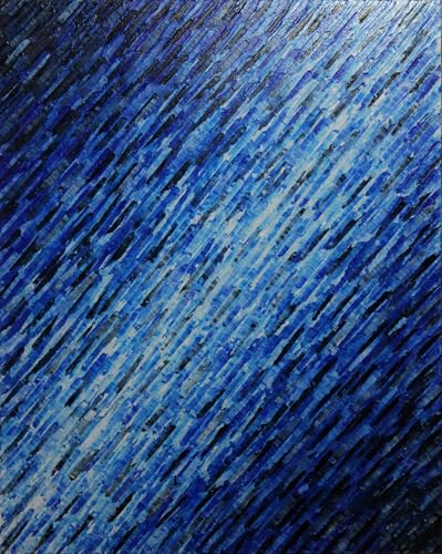 Tableau contemporain bleu art moderne texturé haute finition 92x73